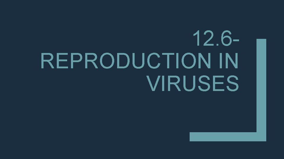 12. 6 REPRODUCTION IN VIRUSES 