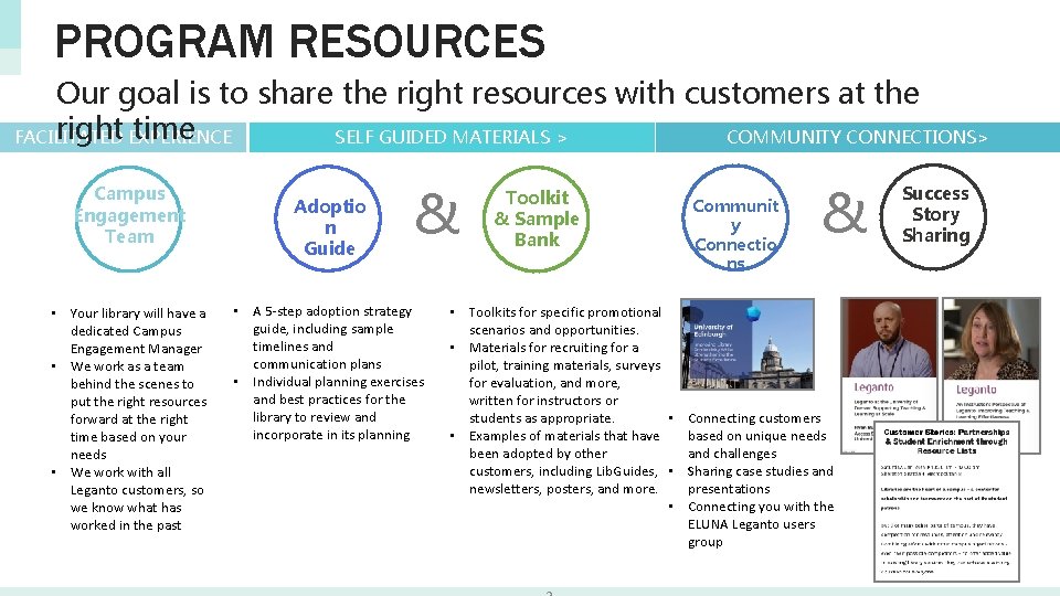 PROGRAM RESOURCES Our goal is to share the right resources with customers at the