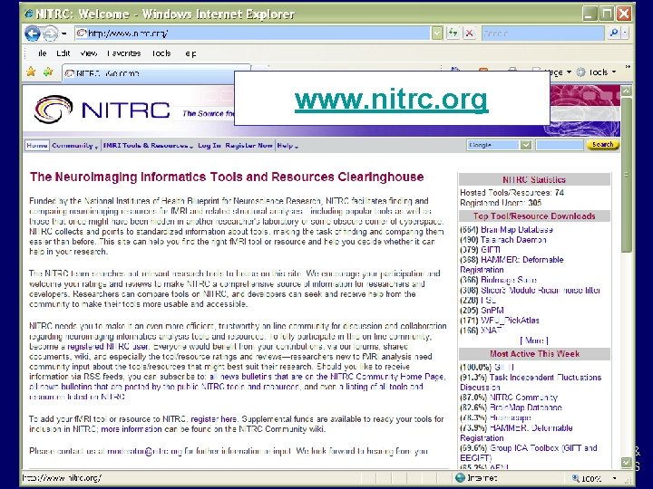 www. nitrc. org National Institute of Biomedical Imaging & Bioengineering, NIH, DHHS 