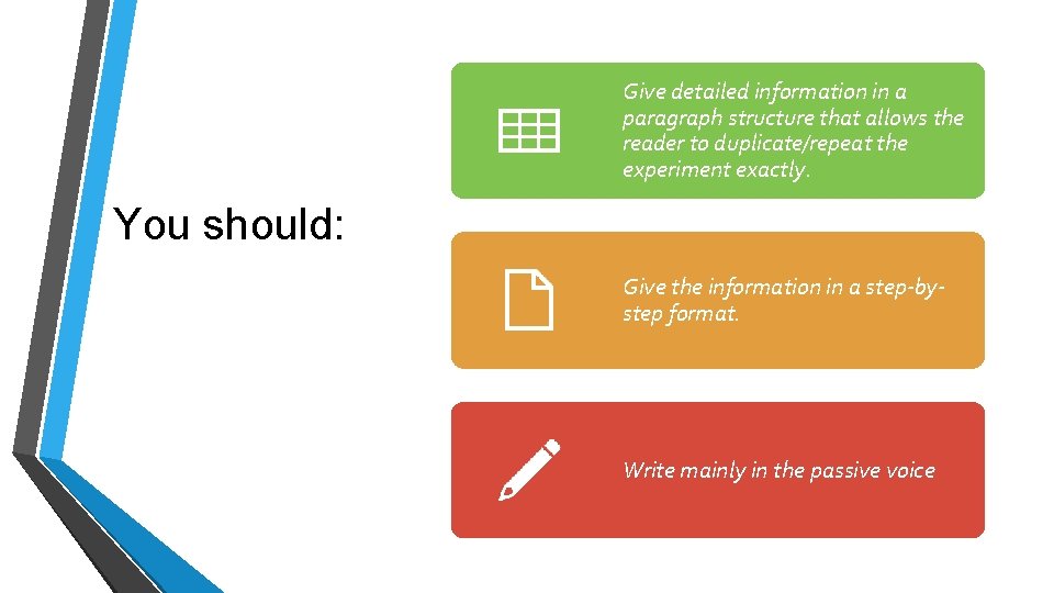 Give detailed information in a paragraph structure that allows the reader to duplicate/repeat the Give detailed information in a paragraph structure that allows the reader to duplicate/repeat the