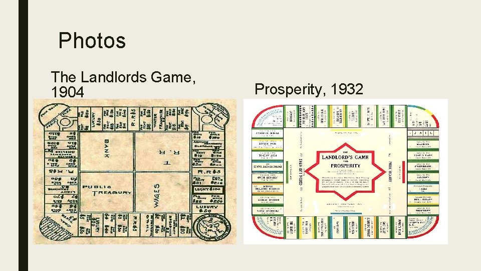 Photos The Landlords Game, 1904 Prosperity, 1932 