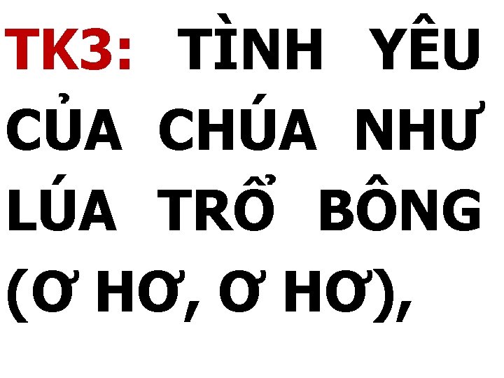 TK 3: TÌNH YÊU CỦA CHÚA NHƯ LÚA TRỔ BÔNG (Ơ HƠ, Ơ HƠ),