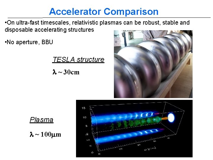 Accelerator Comparison • On ultra-fast timescales, relativistic plasmas can be robust, stable and disposable