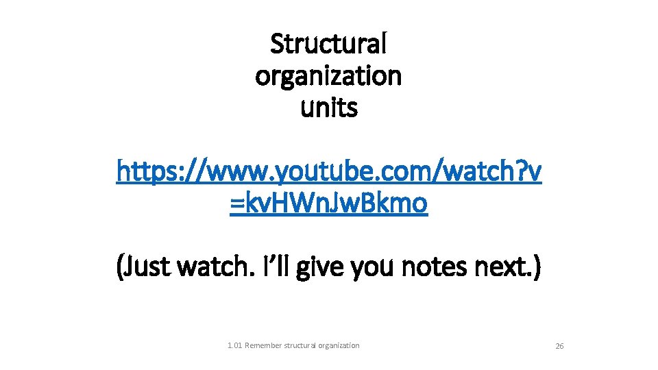 Structural organization units https: //www. youtube. com/watch? v =kv. HWn. Jw. Bkmo (Just watch.