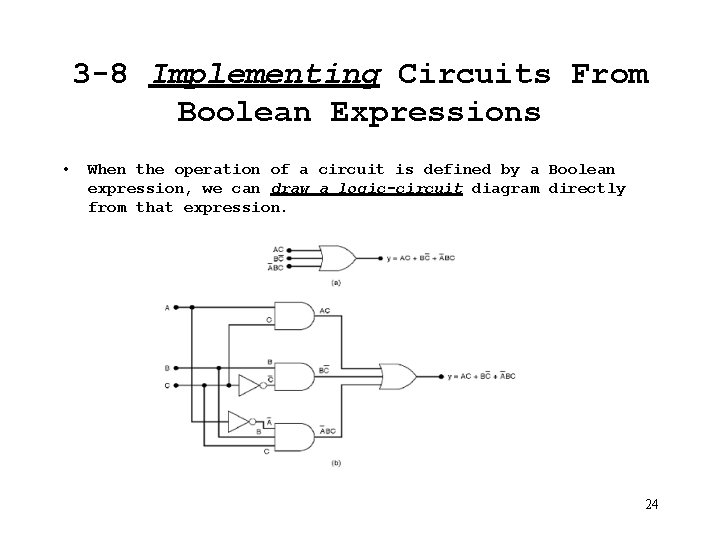 3 -8 Implementing Circuits From Boolean Expressions • When the operation of a circuit