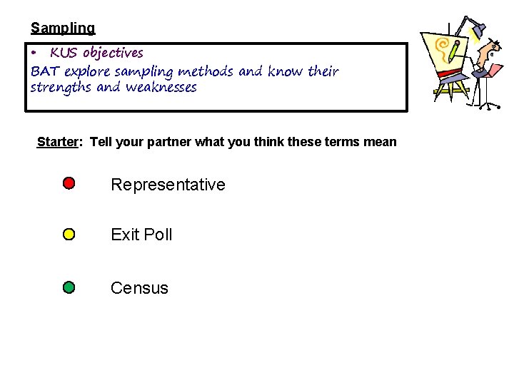 Sampling • KUS objectives BAT explore sampling methods and know their strengths and weaknesses
