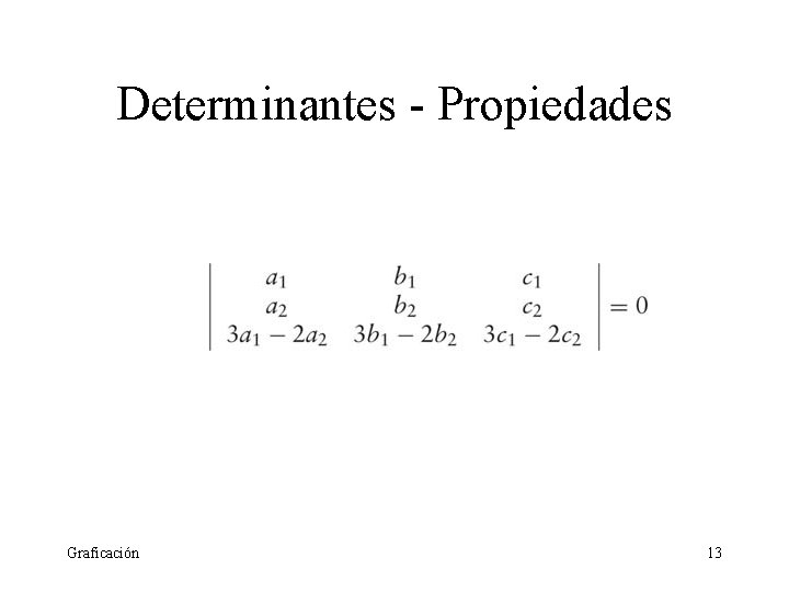 Determinantes - Propiedades Graficación 13 Determinantes - Propiedades Graficación 13