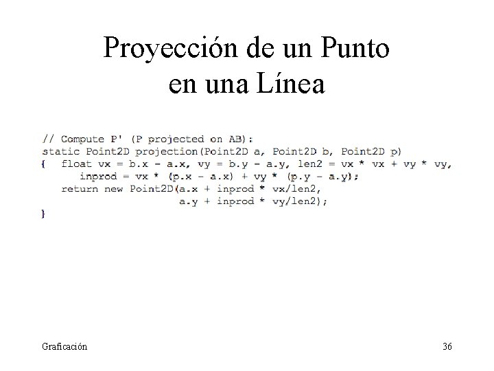 Proyección de un Punto en una Línea Graficación 36 