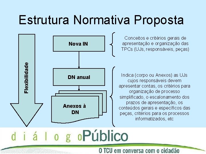 Estrutura Normativa Proposta Flexibilidade Nova IN DN anual Anexos à DN Conceitos e critérios