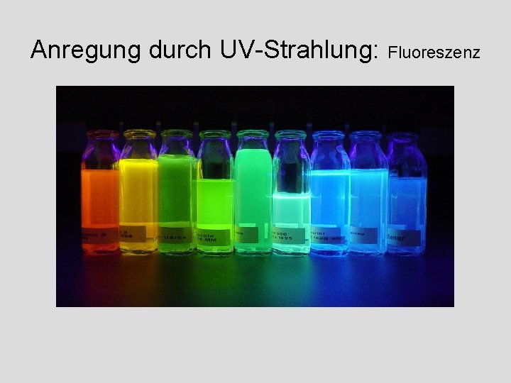 Anregung durch UV-Strahlung: Fluoreszenz 