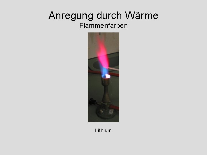 Anregung durch Wärme Flammenfarben Lithium 