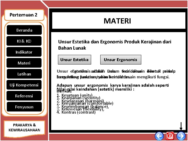 Pertemuan 2 MATERI Beranda KI & KD Indikator Materi Latihan Uji Kompetensi Referensi Penyusun