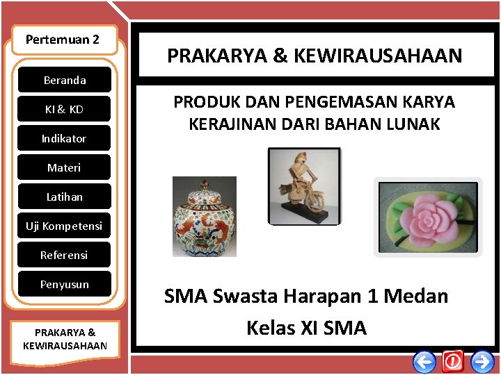 Pertemuan 2 PRAKARYA & KEWIRAUSAHAAN Beranda KI & KD Indikator PRODUK DAN PENGEMASAN KARYA