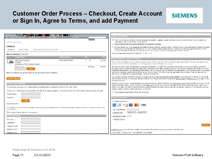 Customer Order Process – Checkout, Create Account or Sign In, Agree to Terms, and