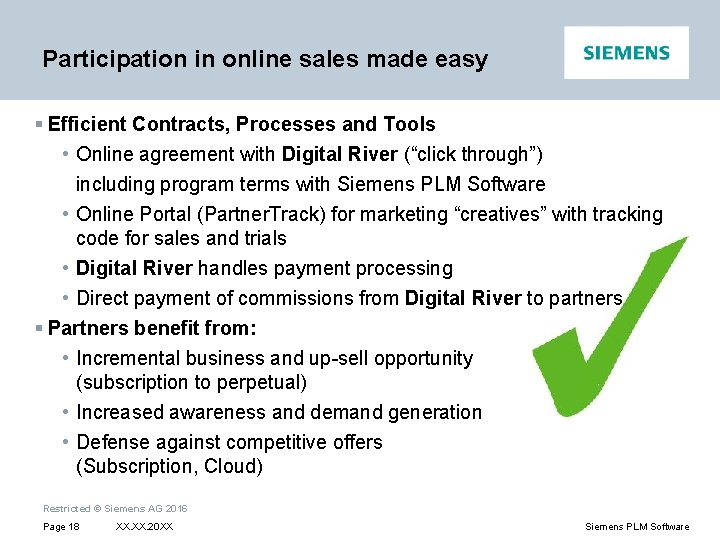 Participation in online sales made easy § Efficient Contracts, Processes and Tools • Online