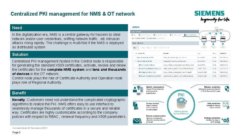 Centralized PKI management for NMS & OT network Need In the digitalization era, NMS