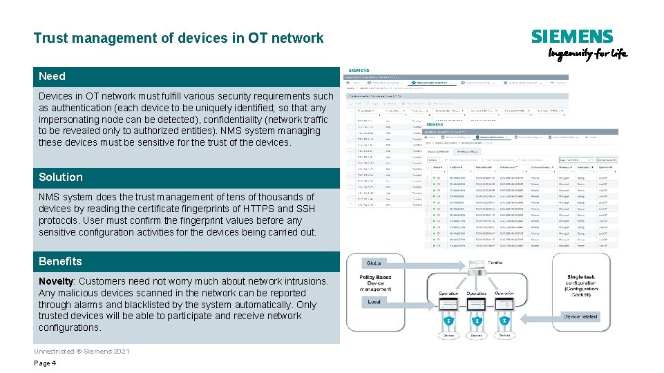 Trust management of devices in OT network Need Devices in OT network must fulfill