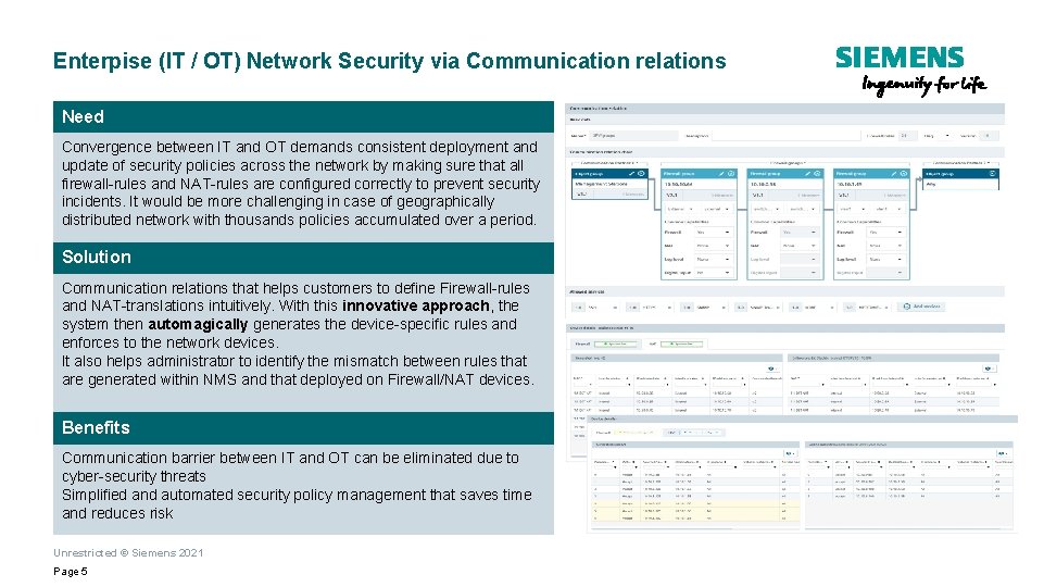 Enterpise (IT / OT) Network Security via Communication relations Need Convergence between IT and