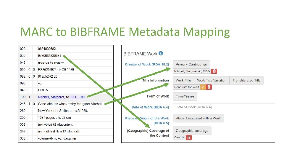 MARC to BIBFRAME Metadata Mapping 