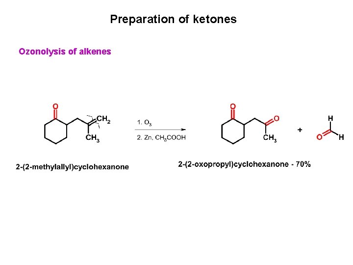 Preparation of ketones Ozonolysis of alkenes 