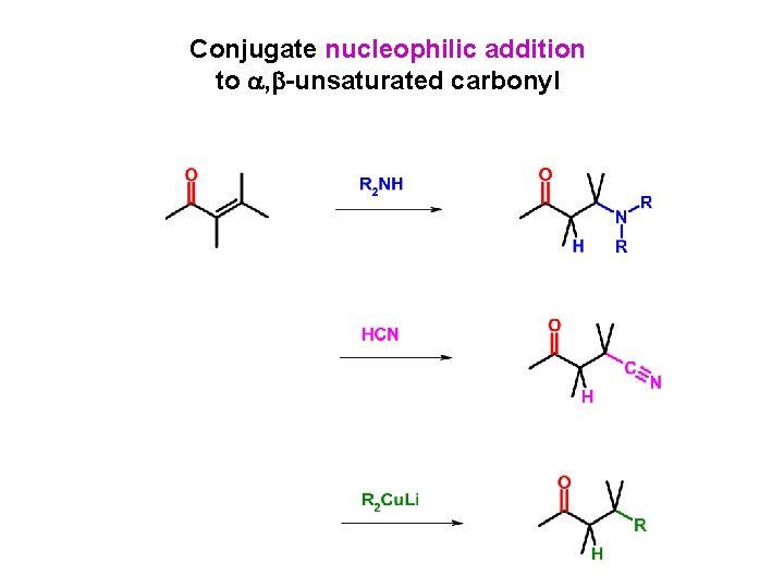 Conjugate nucleophilic addition to , -unsaturated carbonyl 