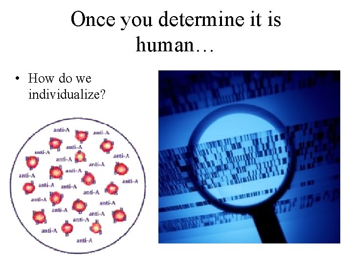 Once you determine it is human… • How do we individualize? 