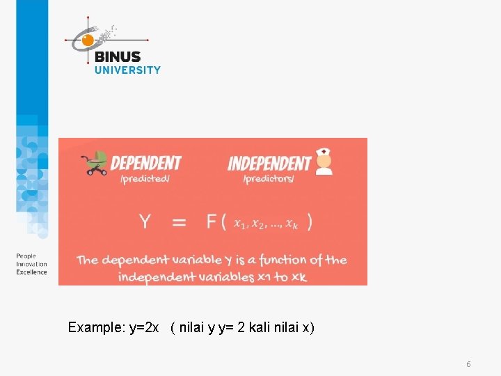 Example: y=2 x ( nilai y y= 2 kali nilai x) 6 