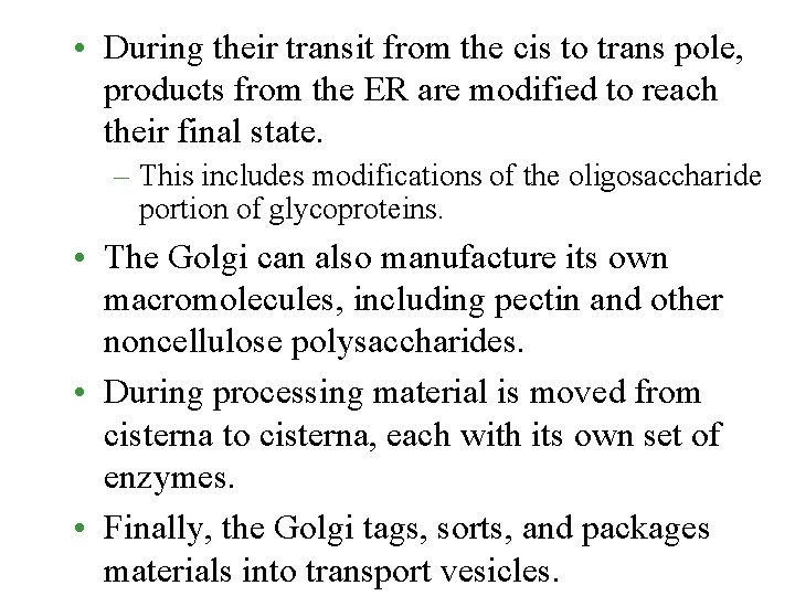  • During their transit from the cis to trans pole, products from the