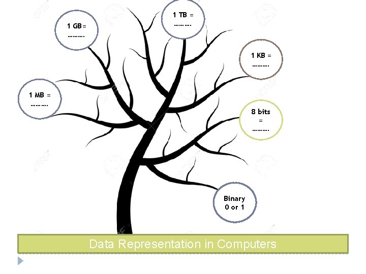 1 GB= ………. 1 TB = ………. 1 KB = ………. 1 MB = 1 GB= ………. 1 TB = ………. 1 KB = ………. 1 MB =