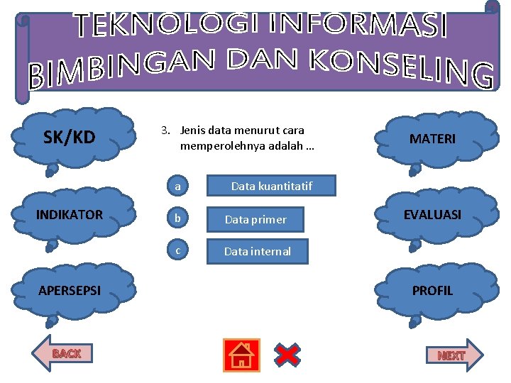 SK/KD 3. Jenis data menurut cara memperolehnya adalah … a INDIKATOR APERSEPSI BACK MATERI