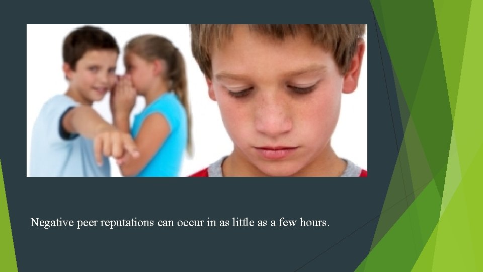 Negative peer reputations can occur in as little as a few hours. 