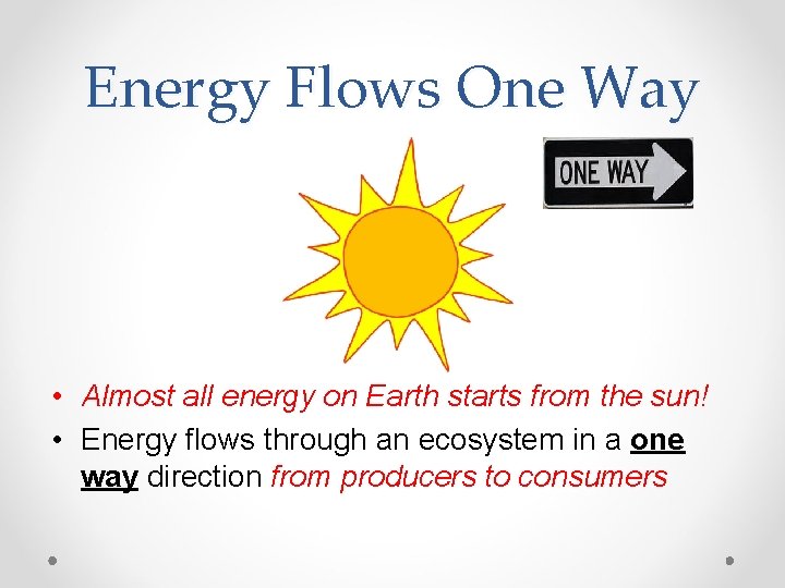 Energy Flows One Way • Almost all energy on Earth starts from the sun!