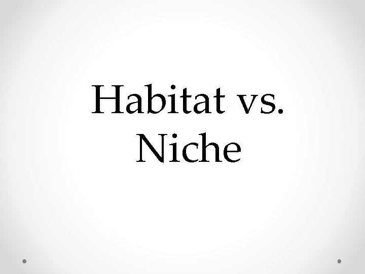 Habitat vs. Niche 
