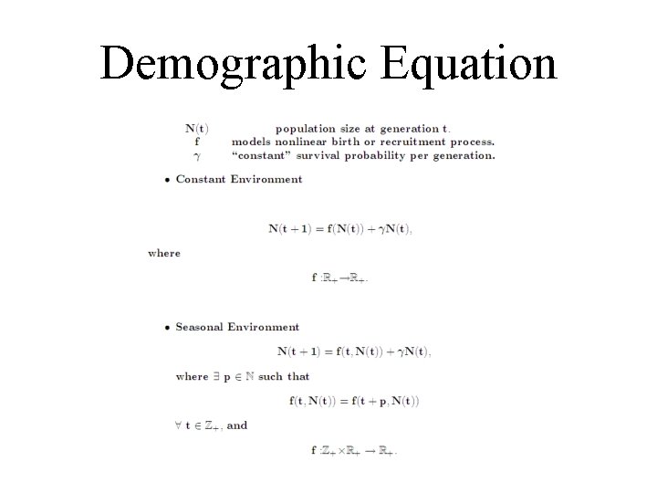 Demographic Equation 