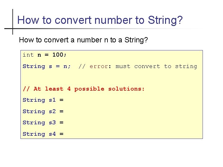 How to convert number to String? How to convert a number n to a