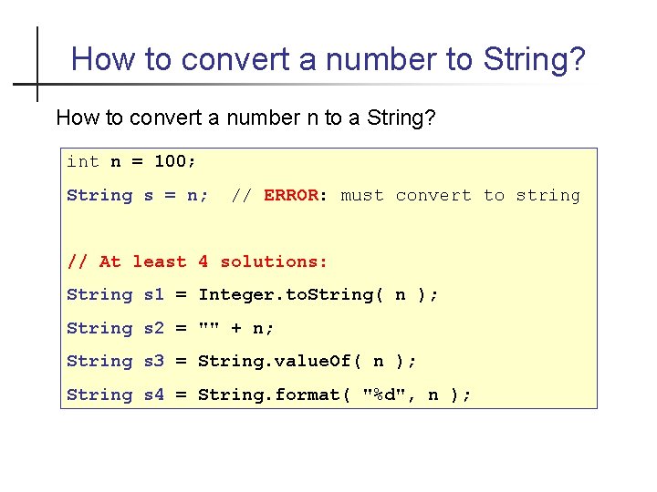 How to convert a number to String? How to convert a number n to