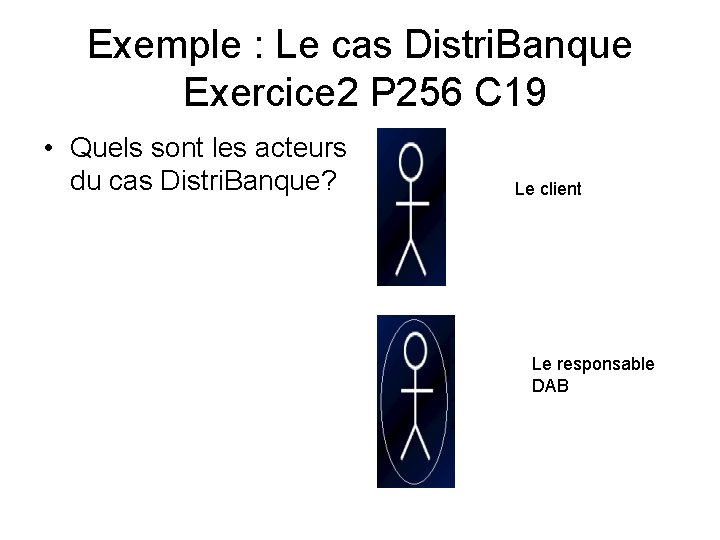 Exemple : Le cas Distri. Banque Exercice 2 P 256 C 19 • Quels