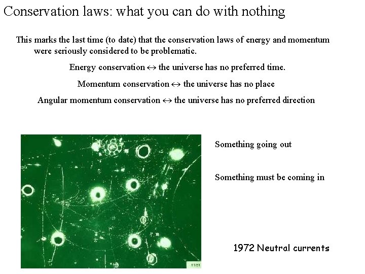 Conservation laws: what you can do with nothing This marks the last time (to