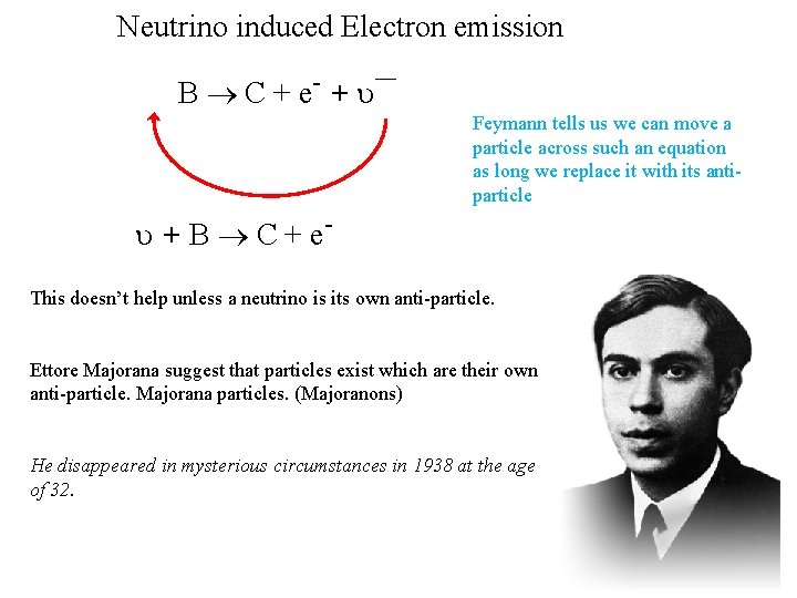 Neutrino induced Electron emission B C + e- + Feymann tells us we can