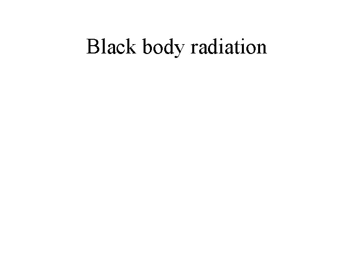 Black body radiation 