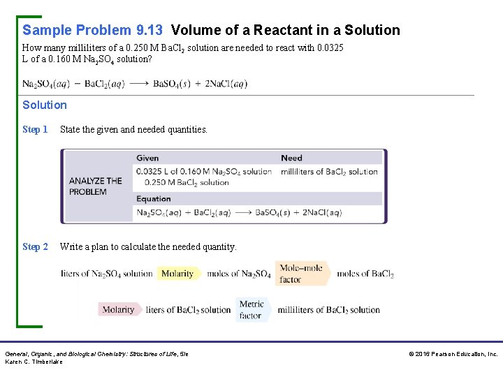 Sample Problem 9. 13 Volume of a Reactant in a Solution How many milliliters