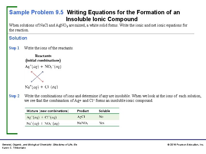 Sample Problem 9. 5 Writing Equations for the Formation of an Insoluble Ionic Compound