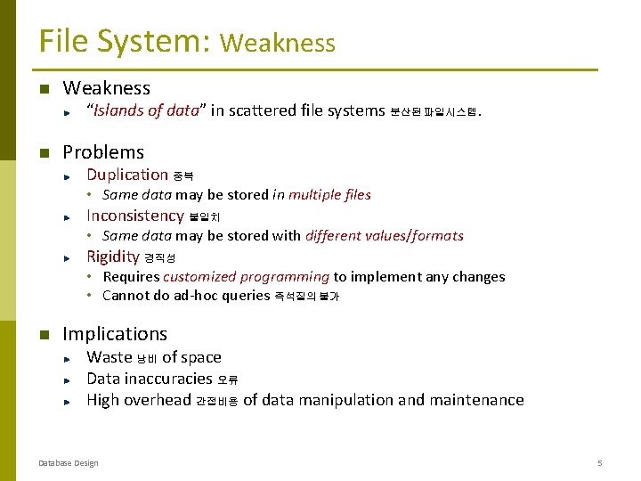 File System: Weakness “Islands of data” in scattered file systems 분산된 파일시스템. Problems Duplication File System: Weakness “Islands of data” in scattered file systems 분산된 파일시스템. Problems Duplication