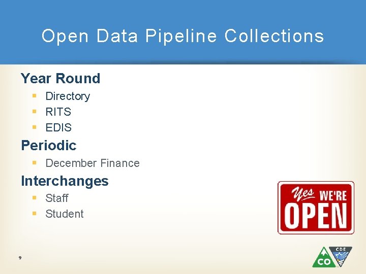 Open Data Pipeline Collections Year Round § Directory § RITS § EDIS Periodic §