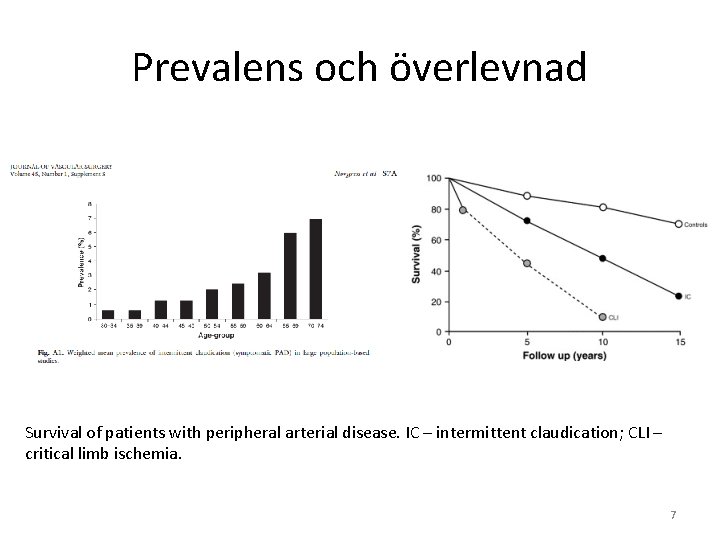 Prevalens och överlevnad Survival of patients with peripheral arterial disease. IC – intermittent claudication;