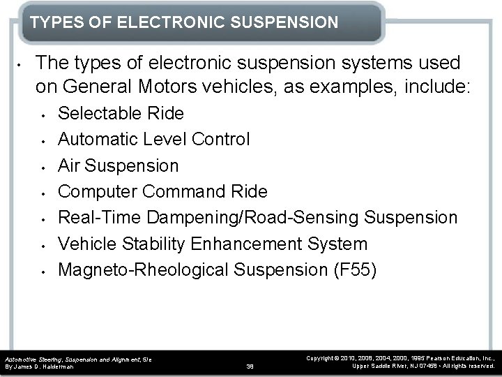 TYPES OF ELECTRONIC SUSPENSION • The types of electronic suspension systems used on General