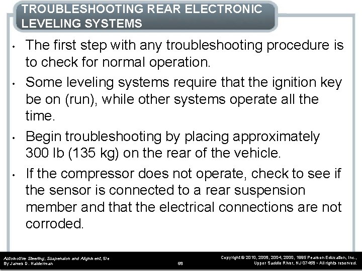 TROUBLESHOOTING REAR ELECTRONIC LEVELING SYSTEMS • • The first step with any troubleshooting procedure