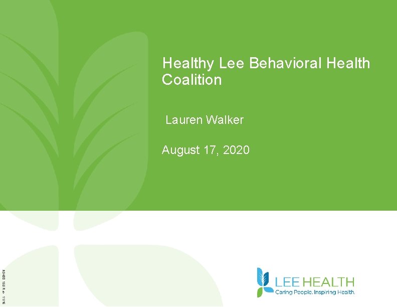Healthy Lee Behavioral Health Coalition Lauren Walker August 17, 2020 #3400. 159 Rev. 11/16