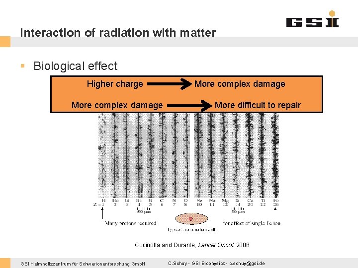 Interaction of radiation with matter § Biological effect Higher charge More complex damage More