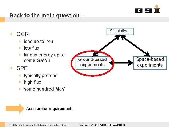 Back to the main question. . . Simulations § GCR § ions up to